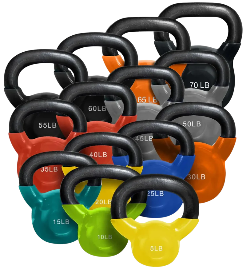 French Fitness Vinyl Kettlebell Set 5-70 lbs (New)