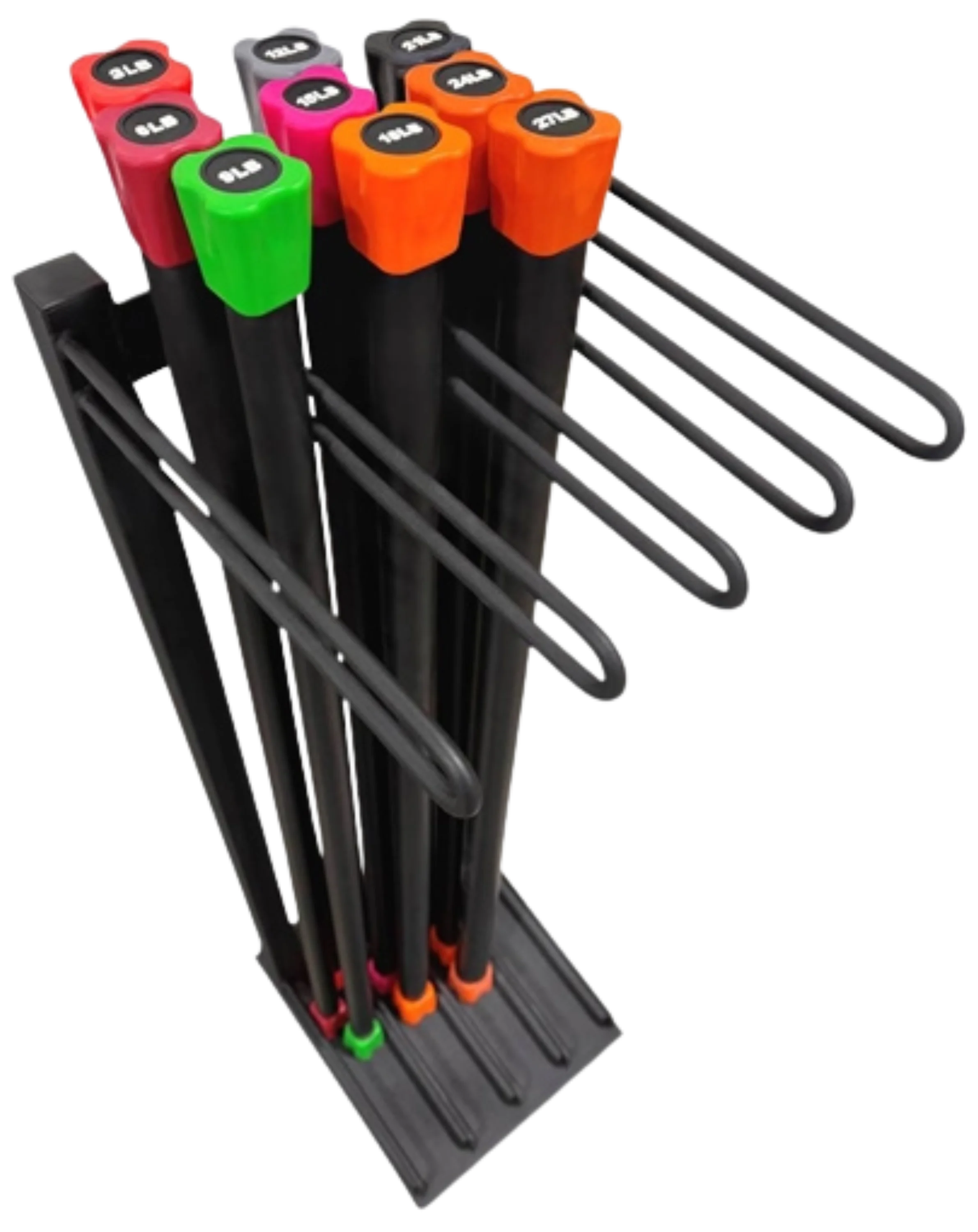 French Fitness Weighted Body Fitness Bar Set of 9 w/Rack (New)