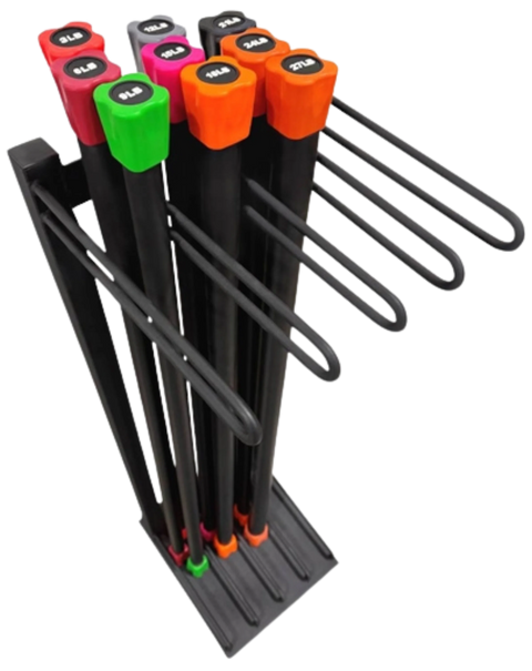 French Fitness Weighted Body Fitness Bar Set of 9 w/Rack (New)