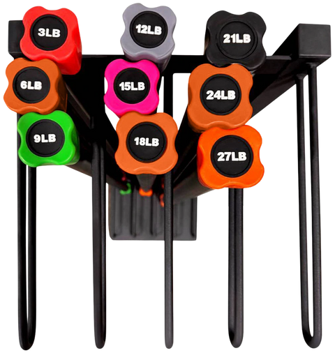 French Fitness Weighted Body Fitness Bar Set of 9 w/Rack (New)