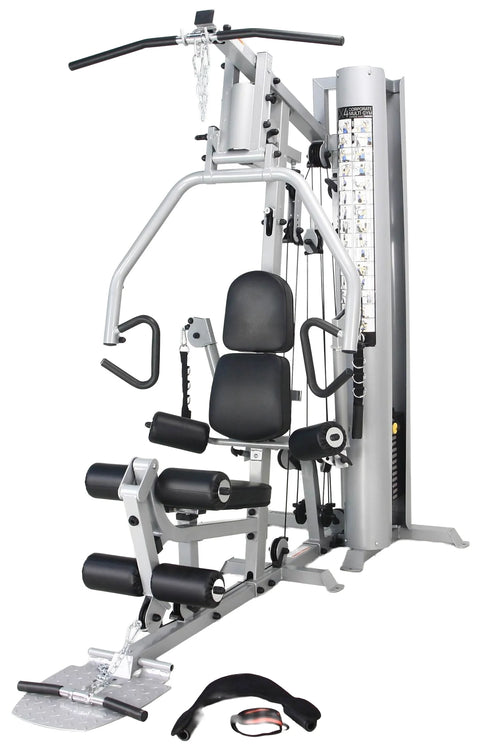 French Fitness X4 Functional Gym System w/Leg Press - Silver (New)