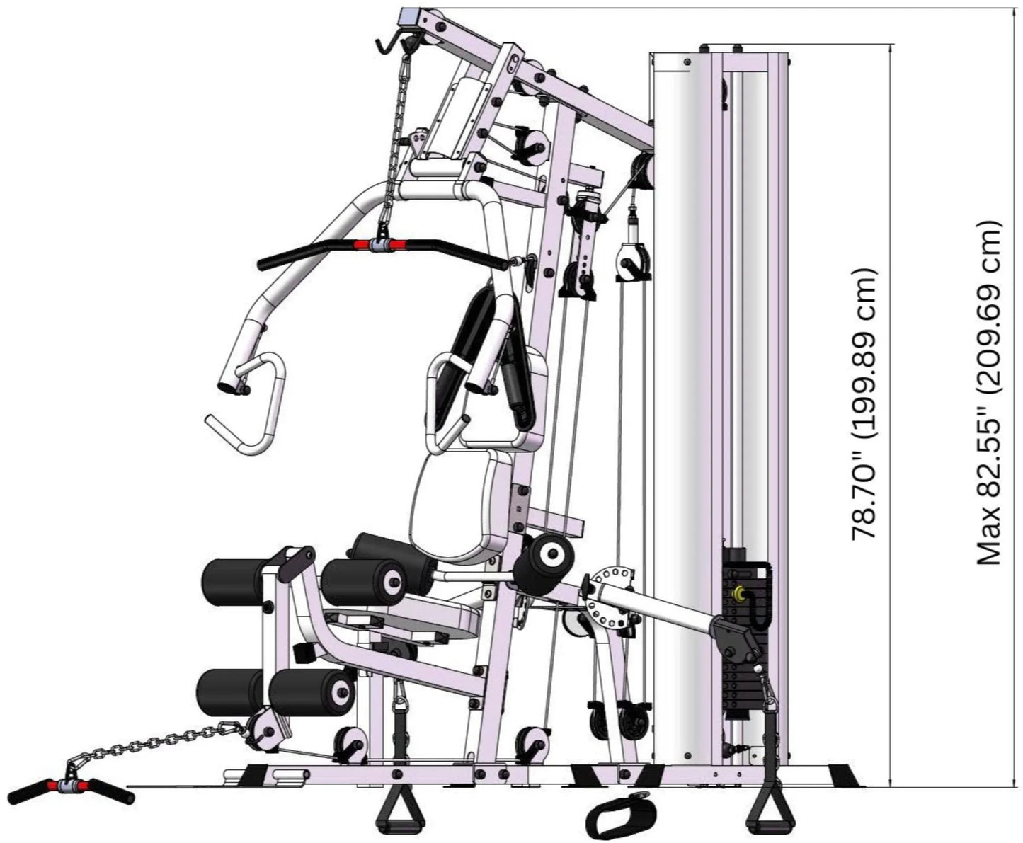 French Fitness X4 Functional Gym System w/Leg Press - Black (New)