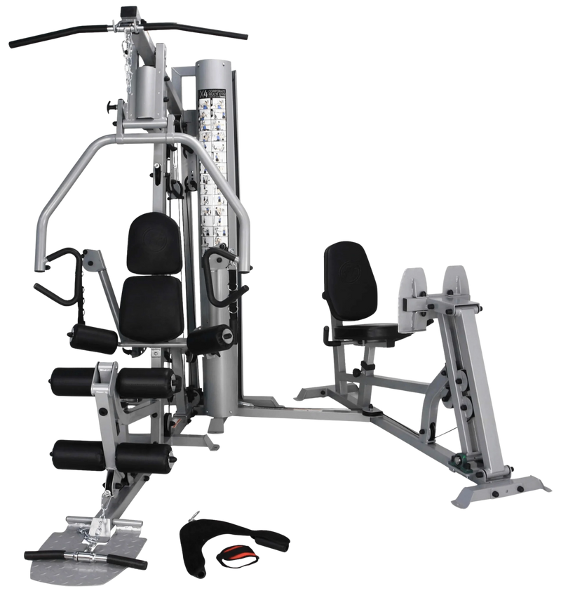 French Fitness X4 Functional Gym System w/Leg Press - Silver (New)