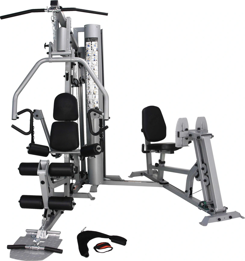 French Fitness X4 Functional Gym System w/Leg Press - Silver (New)