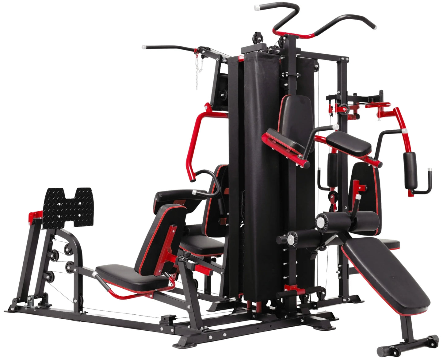 French Fitness X8 XL Multi Station Gym System, Red/Black (New)