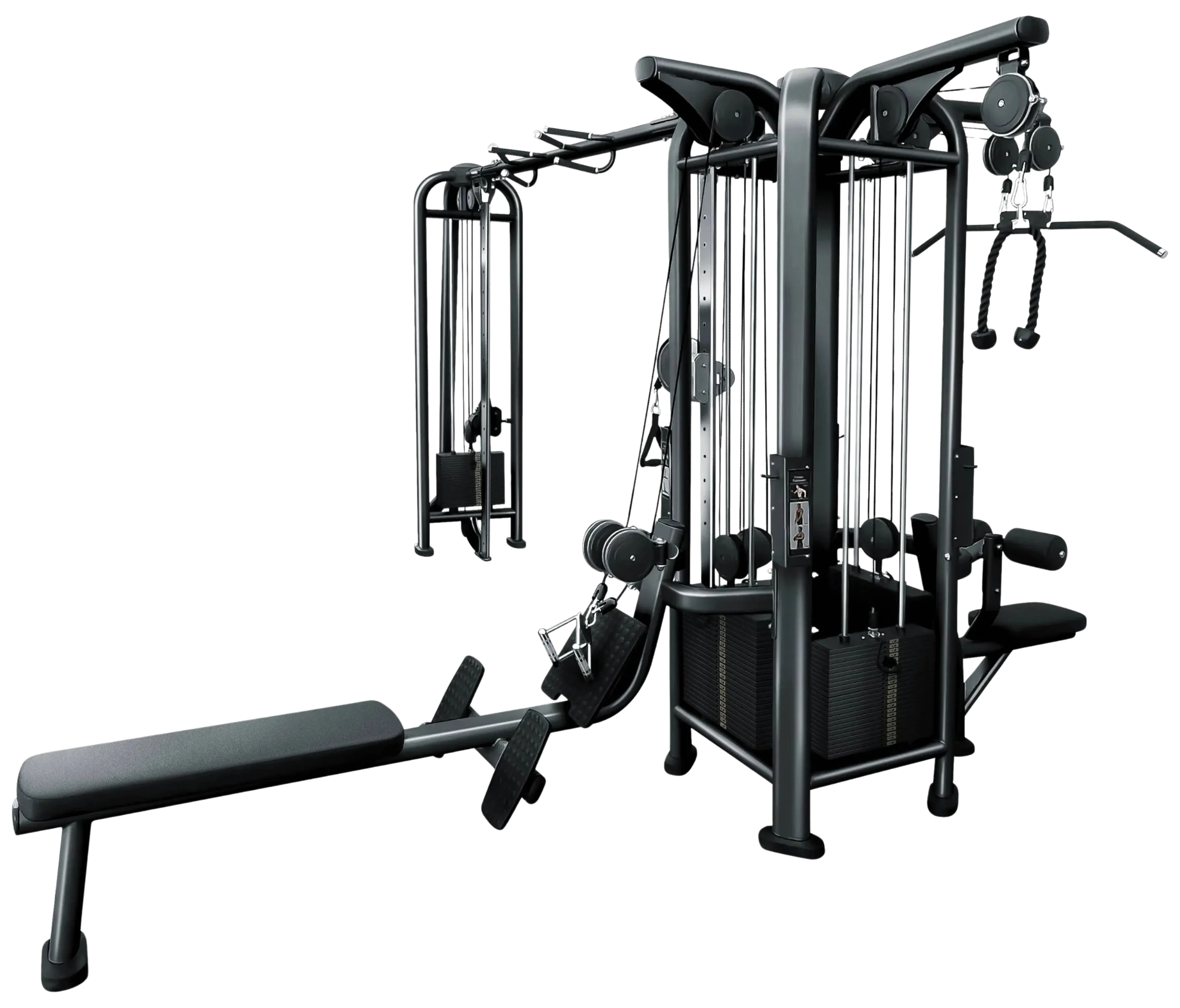 French Fitness FFB Black 5 Stack Multi Jungle Gym - Angled View