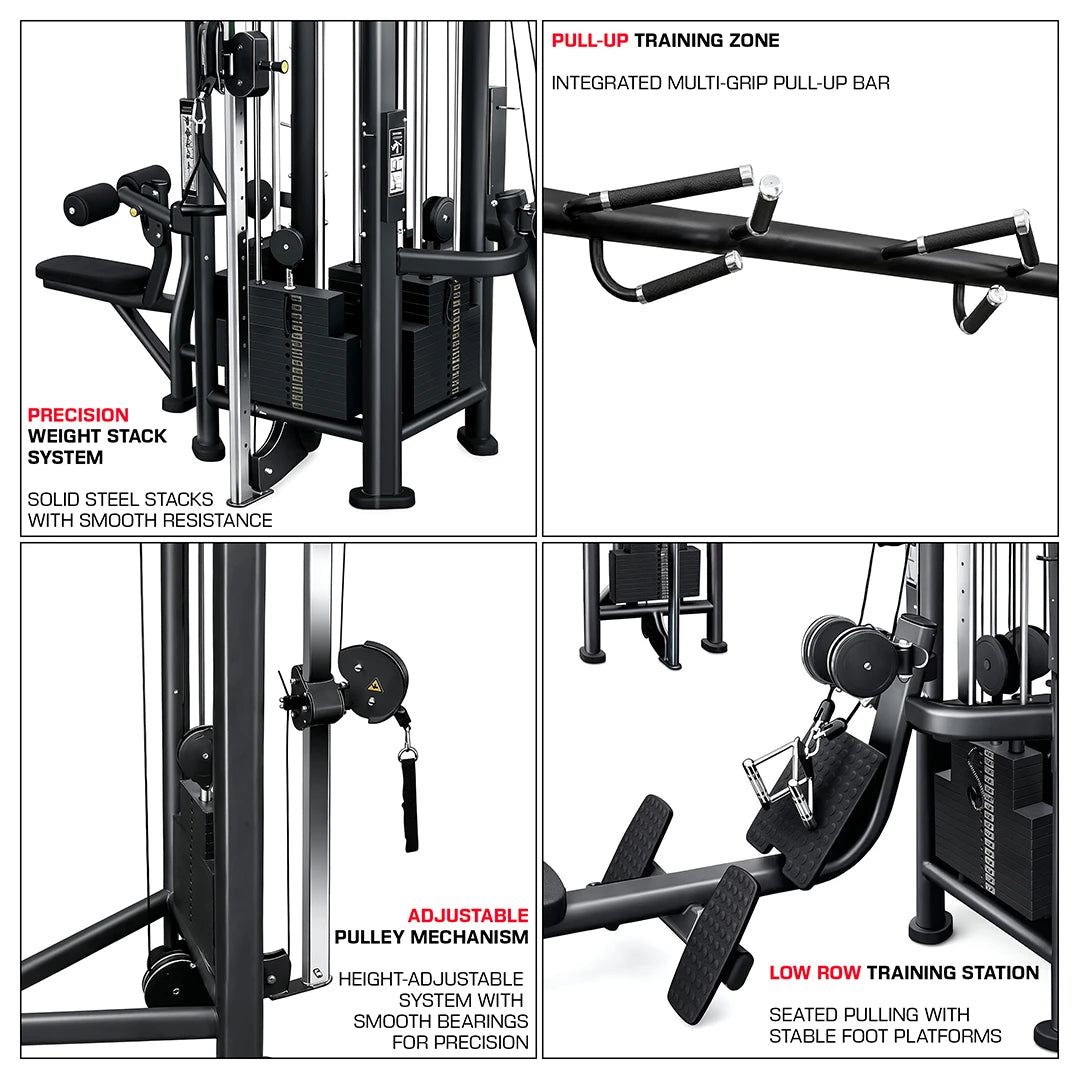 French Fitness FFB Black 5 Stack Multi Jungle Gym - Infographics