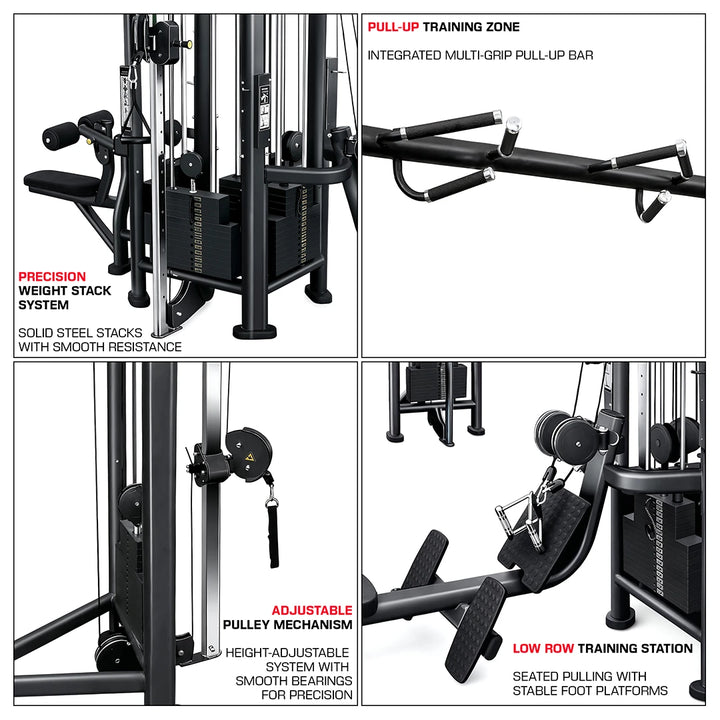 5 Stack Multi Jungle Gym FFB Black for Commercial Gyms