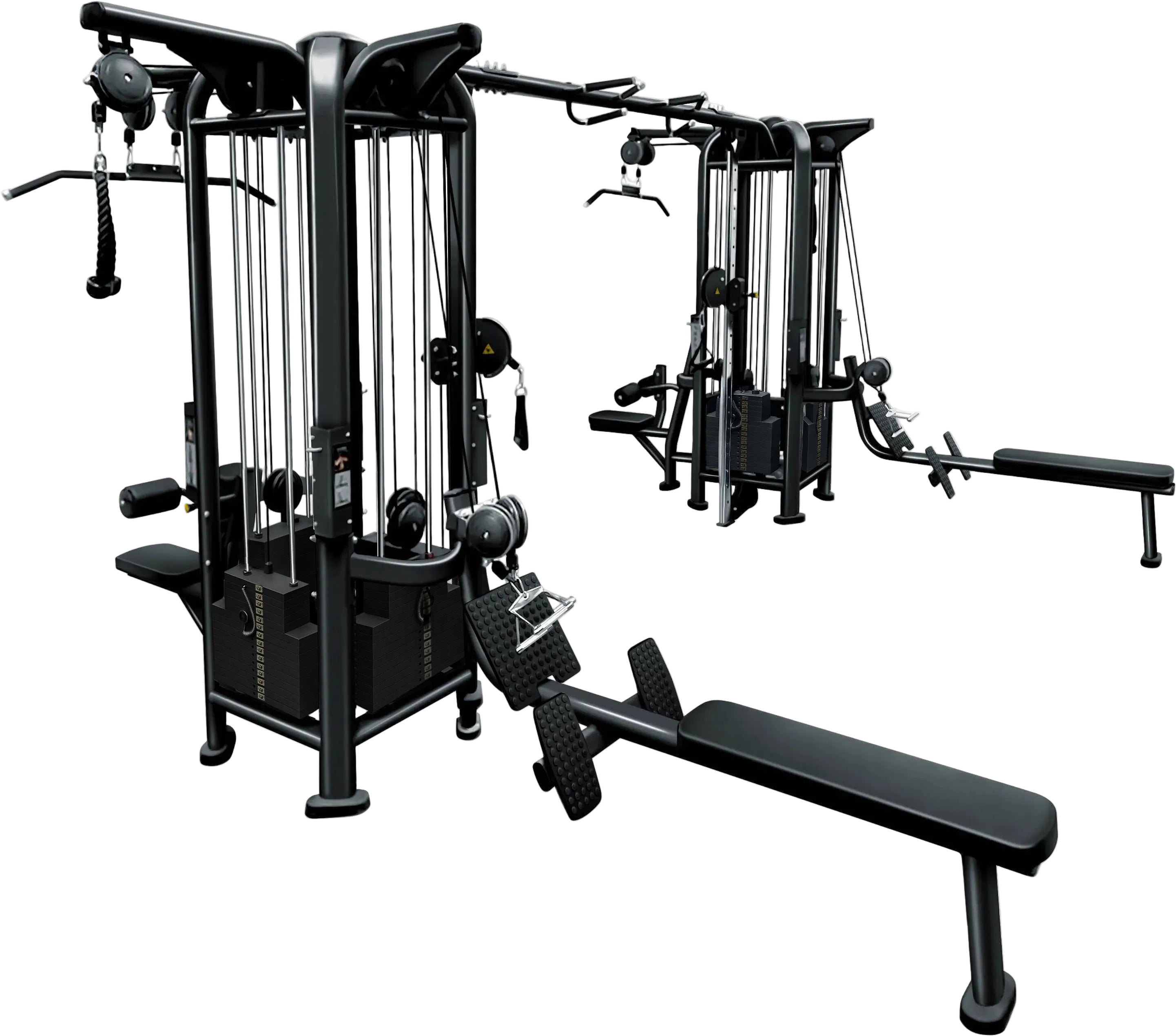 French Fitness FFB Black 8 Stack Multi Jungle Gym - Angled View