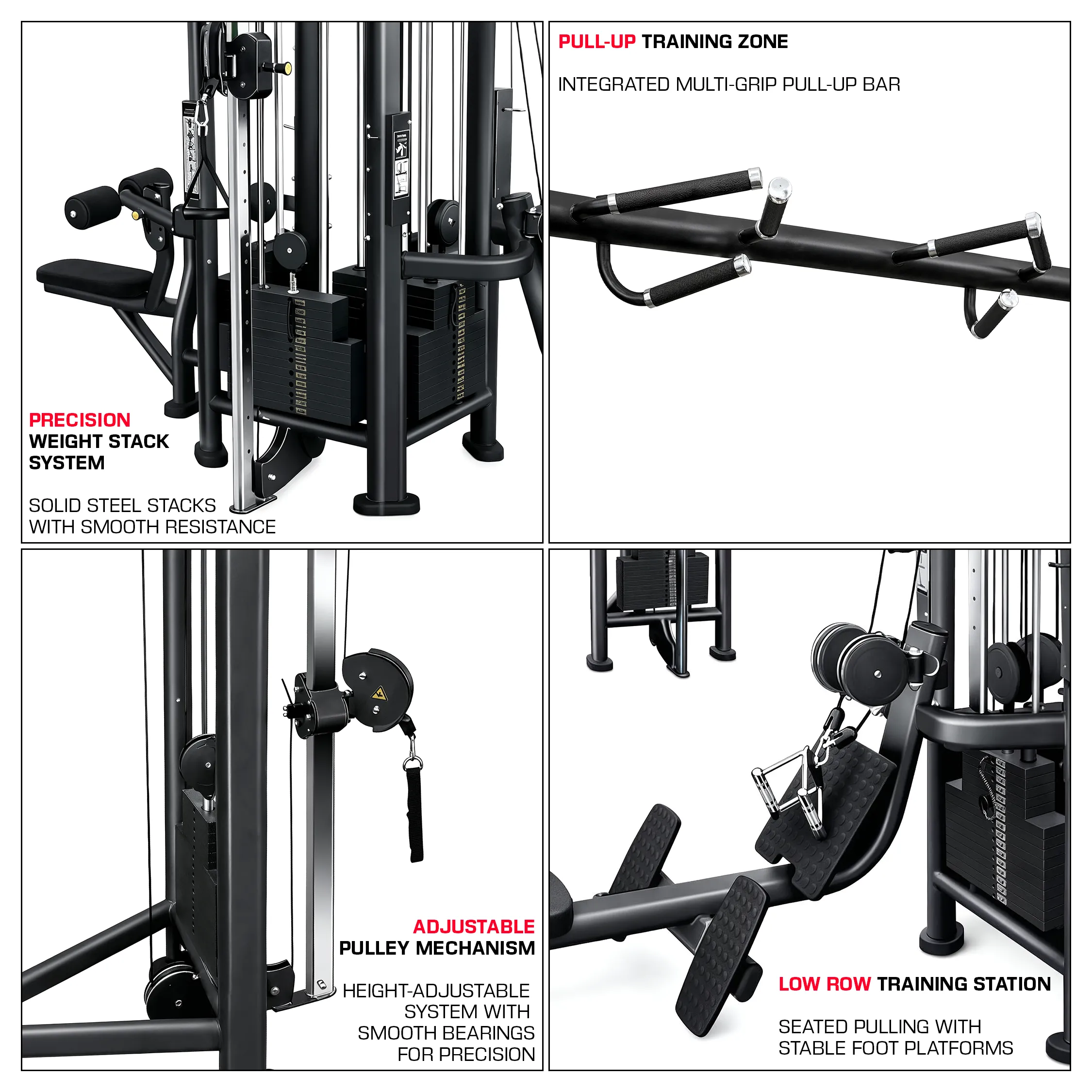 8 Stack Multi Jungle Gym French Fitness FFB Black - Infographics