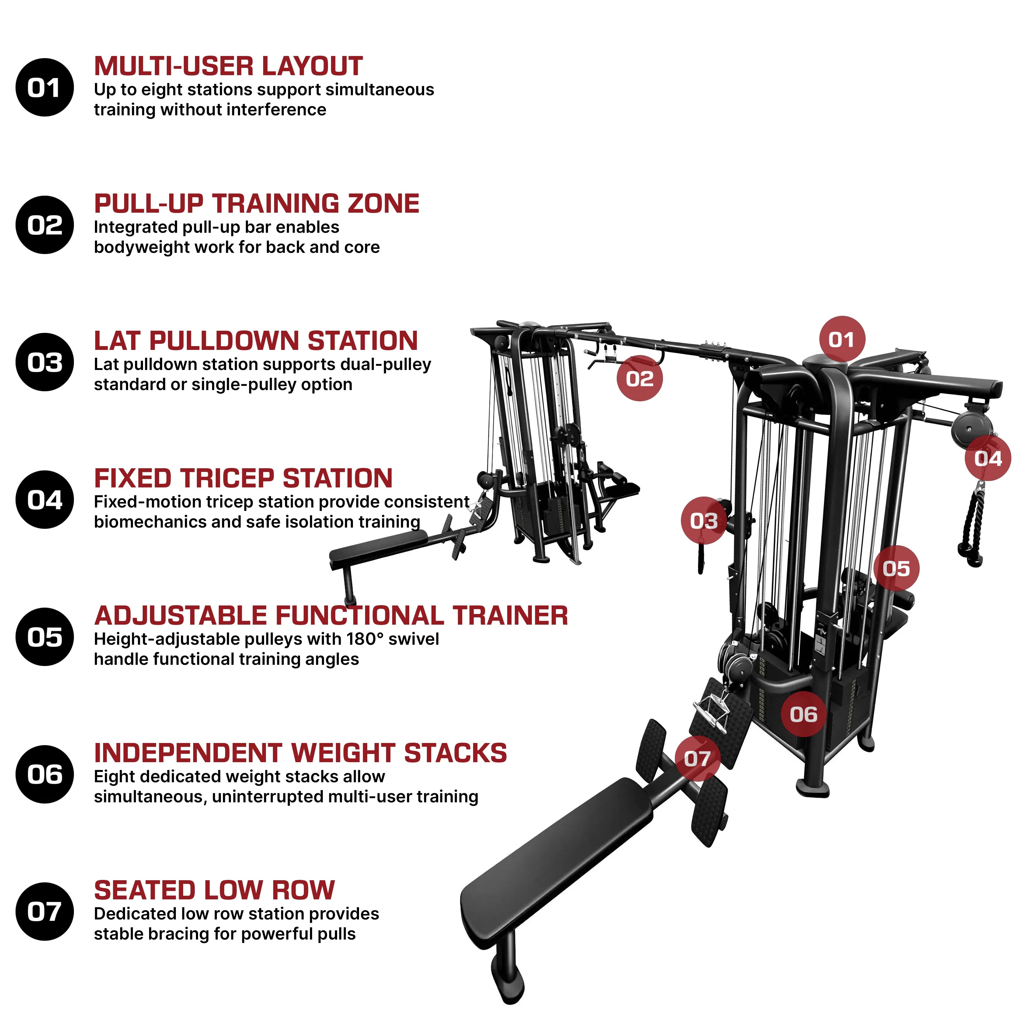 8 Stack Multi Jungle Gym French Fitness FFB Black - Infographics