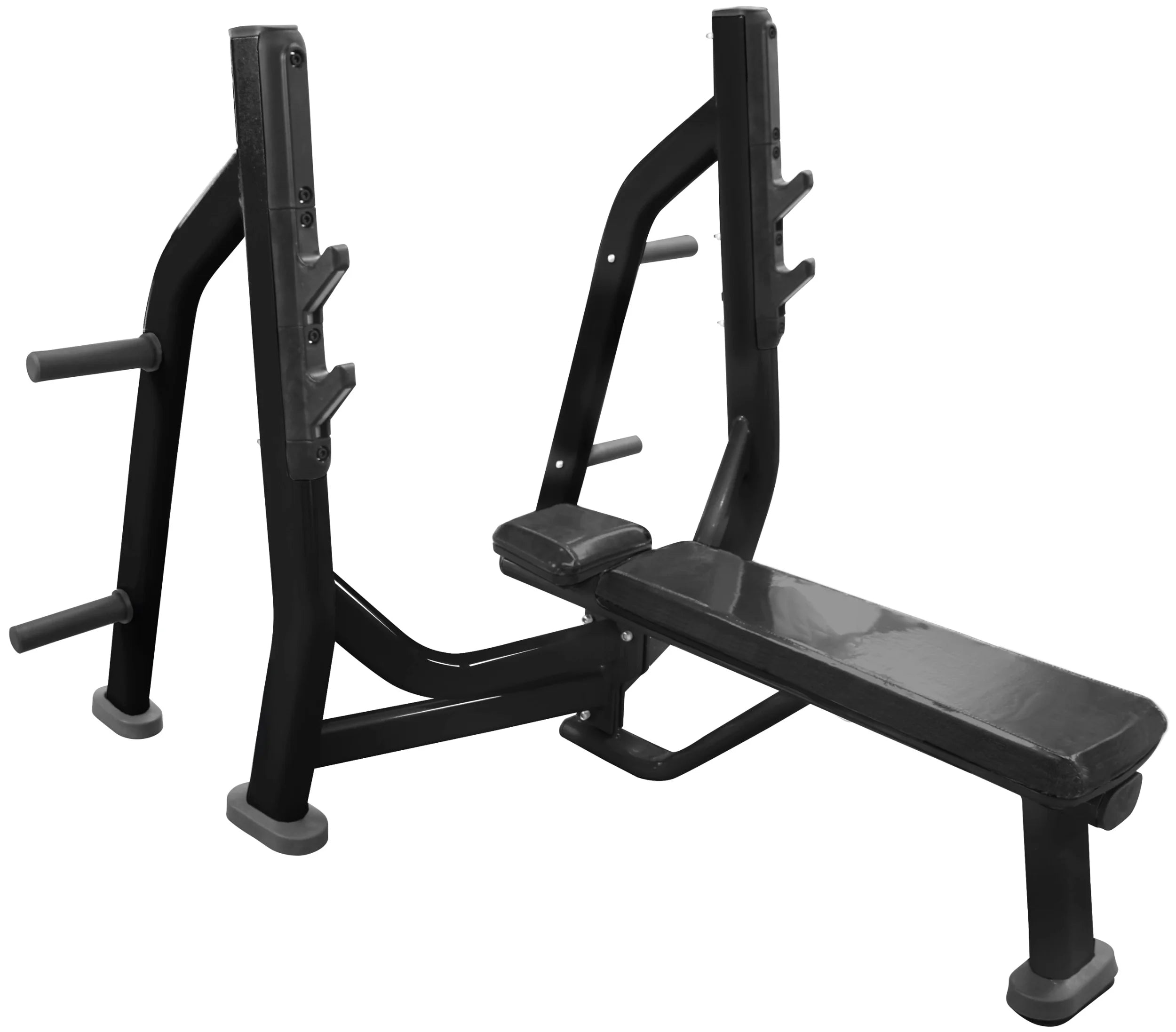 French Fitness FFB Black Olympic Flat Bench w/Weight Horns (New)