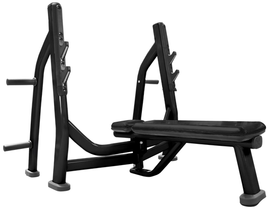 French Fitness FFB Black Olympic Flat Bench w/Weight Horns (New)