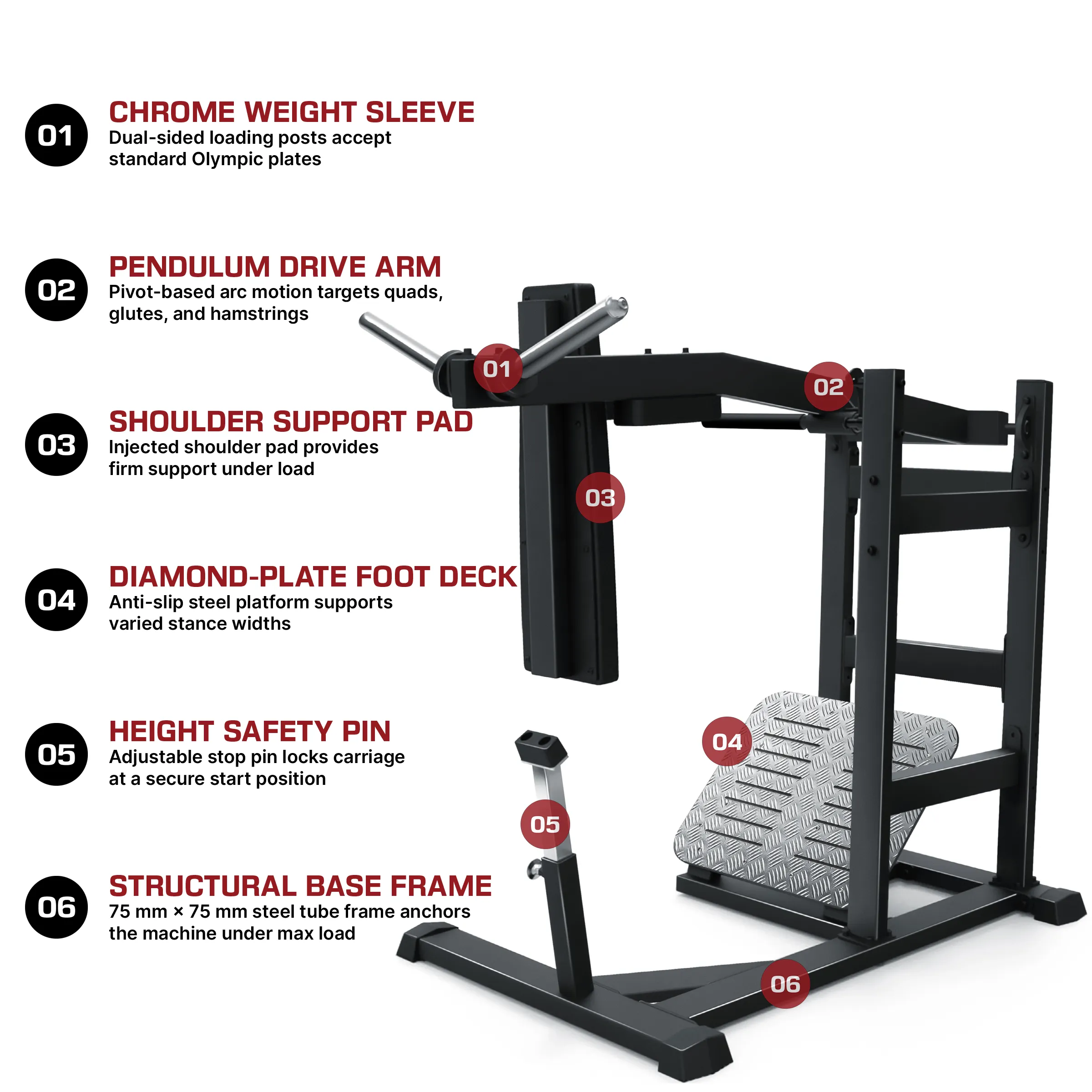 French Fitness FFB Black Pendulum Squat Leg Press Machine - Infpgraphics