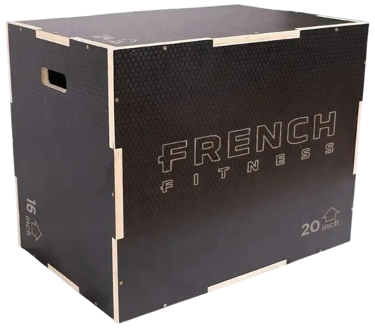 French Fitness 16-20-24 3-In-1 Wooden Plyo Box - Black