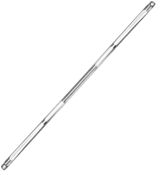 French Fitness - Chrome 42" Dual Hook Straight Bar Cable Attachment (New) - Angled View