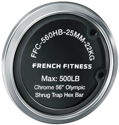 French Fitness Chrome 56" Olympic Shrug Trap Hex Bar (New) Image 7