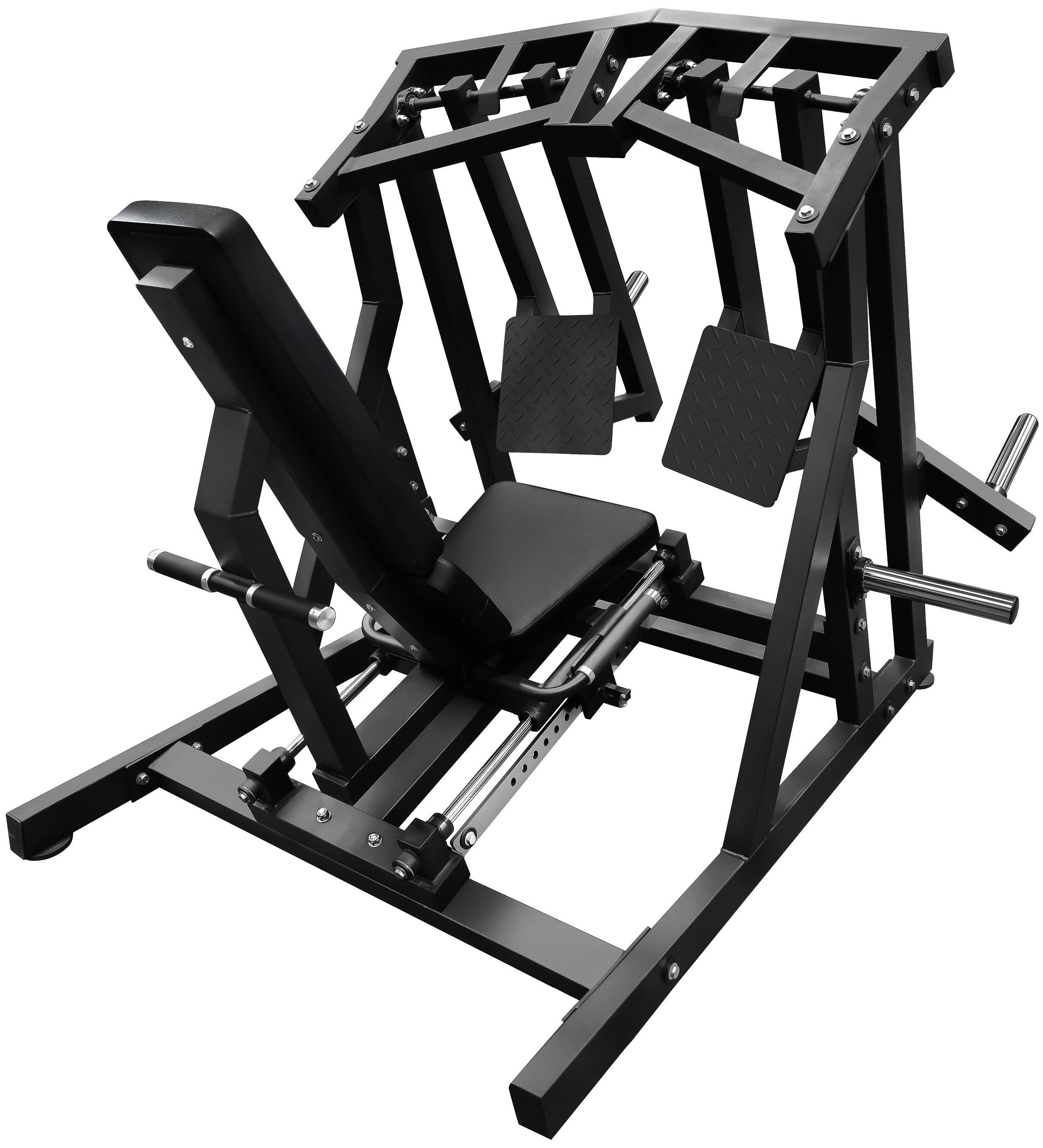 French Fitness Marin Iso-Lateral Horizontal Leg Press Plate Loaded Angled View Angled Back View