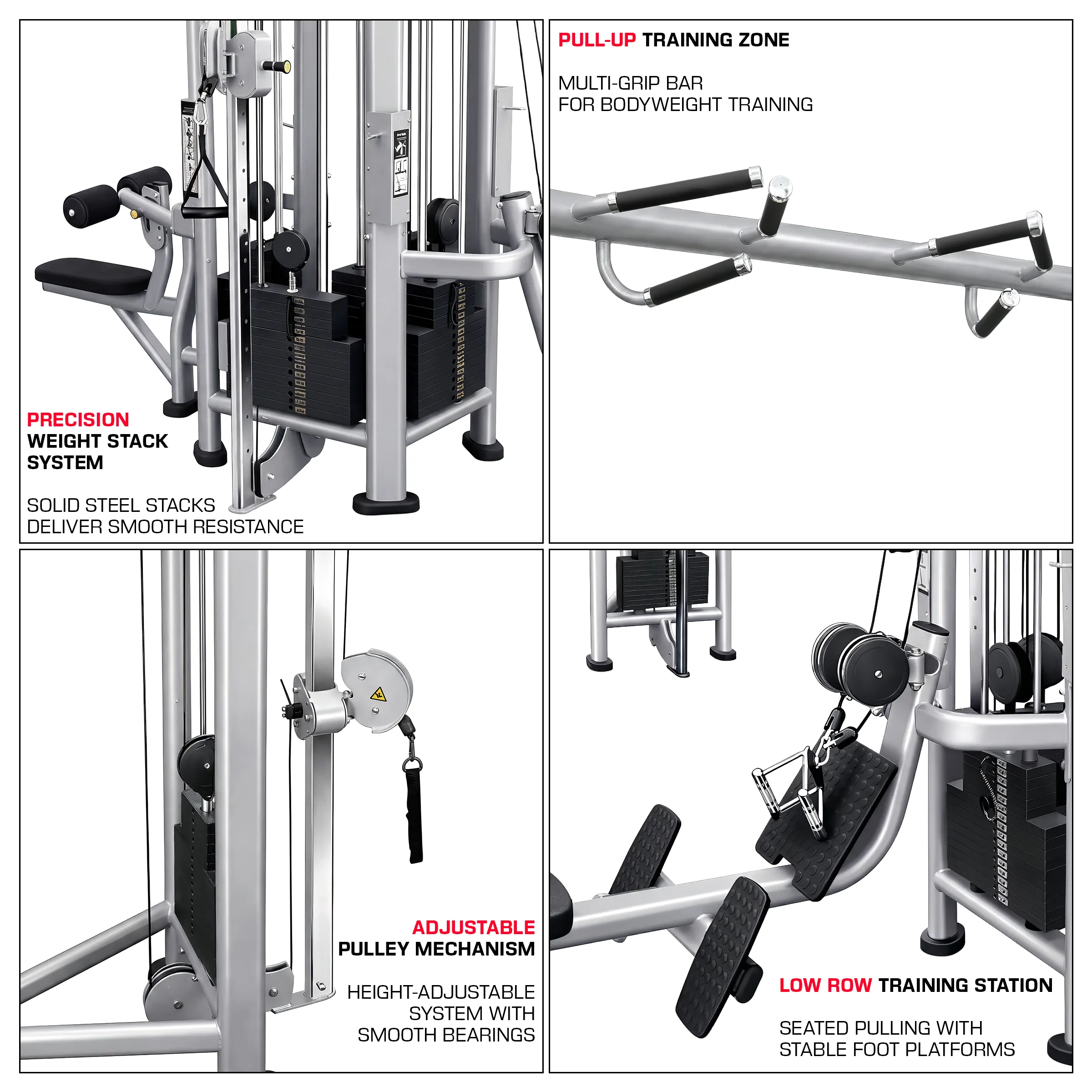 French Fitness FFS Silver 5 Stack Multi Jungle Gym Infographics