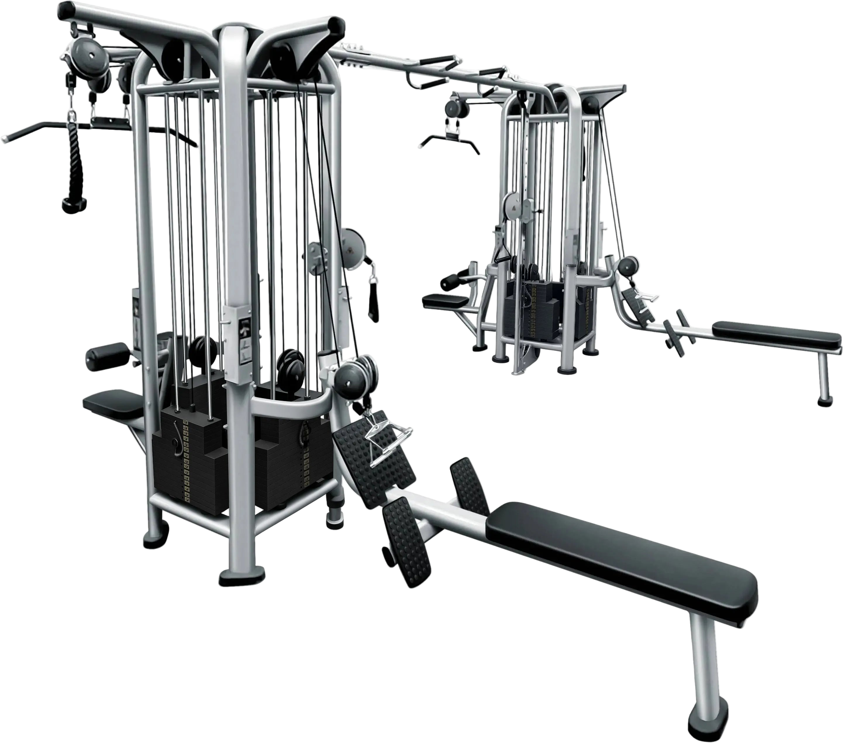 French Fitness FFS Silver 8 Stack Multi Jungle Gym - Angled View