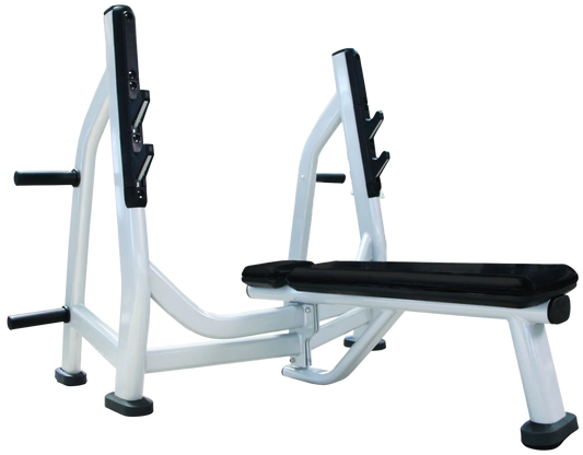 French Fitness FFS Silver Olympic Flat Bench w/Weight Horns (New)