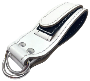 French Fitness White Leather Ankle Strap - Close-Up View