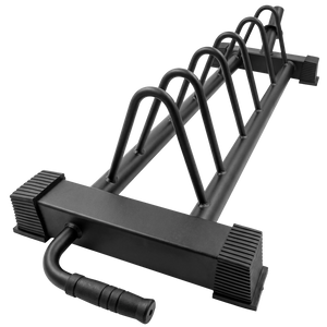 French Fitness Horizontal Bumper Plate Storage Rack Angled View