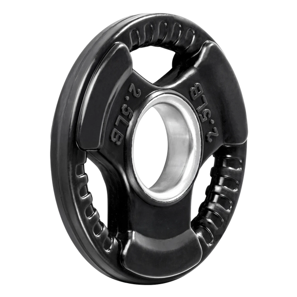 French Fitness Rubber Grip Olympic Plate 2.5 lbs Black - Close-Up View
