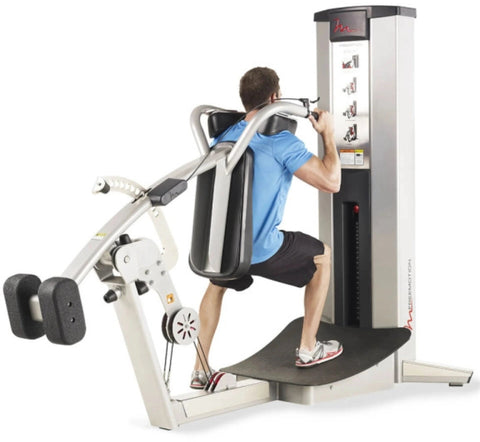Freemotion F610 Genesis Squat Machine (Remanufactured) - Angled View with User