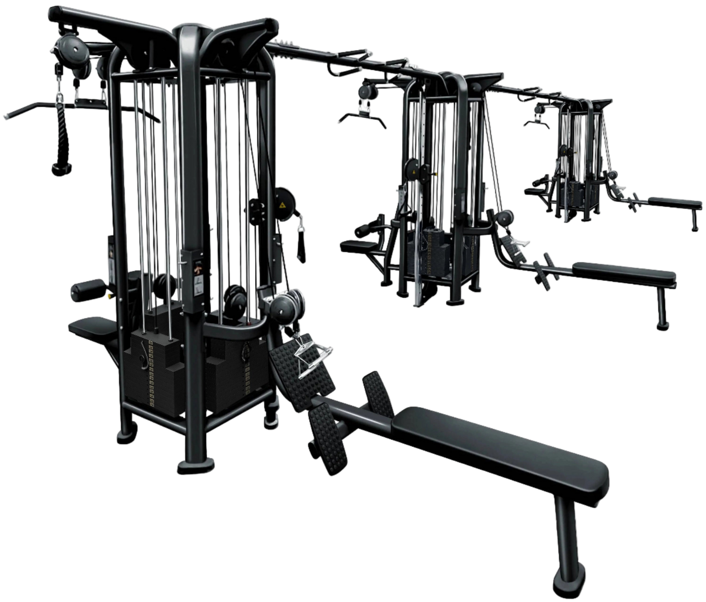French Fitness FFB Black 12 Stack Multi Jungle Gym (New) - Angled View