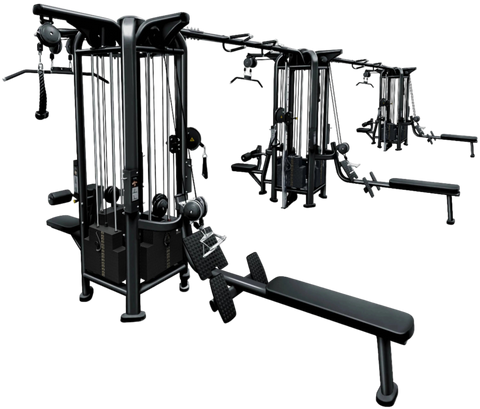 French Fitness FFB Black 12 Stack Multi Jungle Gym (New) - Angled View
