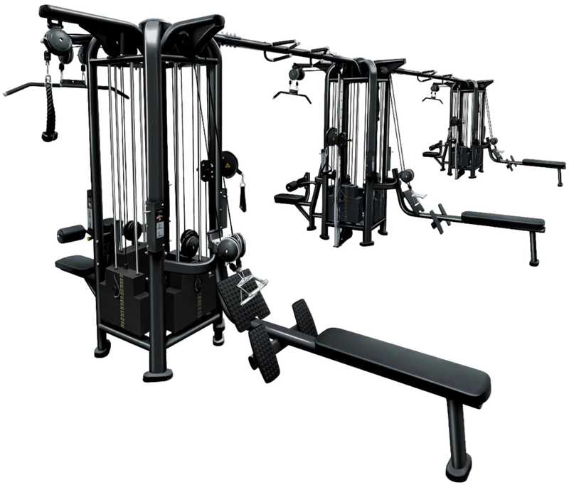French Fitness FFB Black 12 Stack Multi Jungle Gym (New) - Angled View