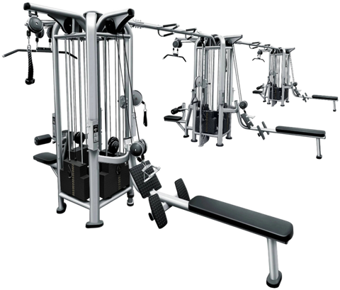 French Fitness FFS Silver 12 Stack Multi Jungle Gym (New) - Angled View