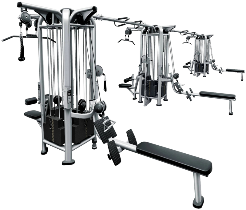 French Fitness FFS Silver 12 Stack Multi Jungle Gym (New) - Angled View