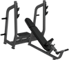 French Fitness Onyx Olympic Incline Bench w/Weight Horns (New) - Angled View