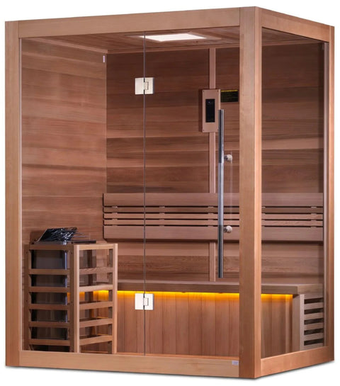 Golden Designs GDI-7202-01 "Hanko Edition" 2-3 Person Indoor Traditional Steam Sauna - Canadian Red Cedar (New)