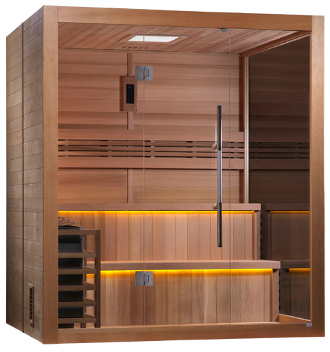 Golden Designs GDI-7206-01 "Kuusamo Edition" 6 Person Indoor Traditional Steam Sauna - Canadian Red Cedar (New)