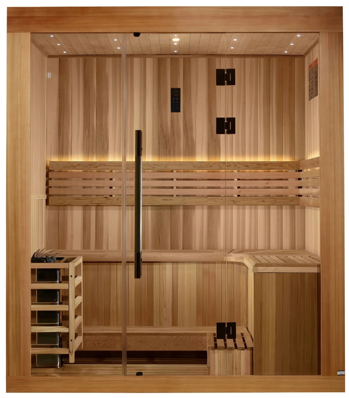 Golden Designs GDI-7389-02 Copenhagen Edition 3 Person Traditional Steam Sauna - Canadian Red Cedar Interior and Pacific Premium Clear Cedar Exterior (New)