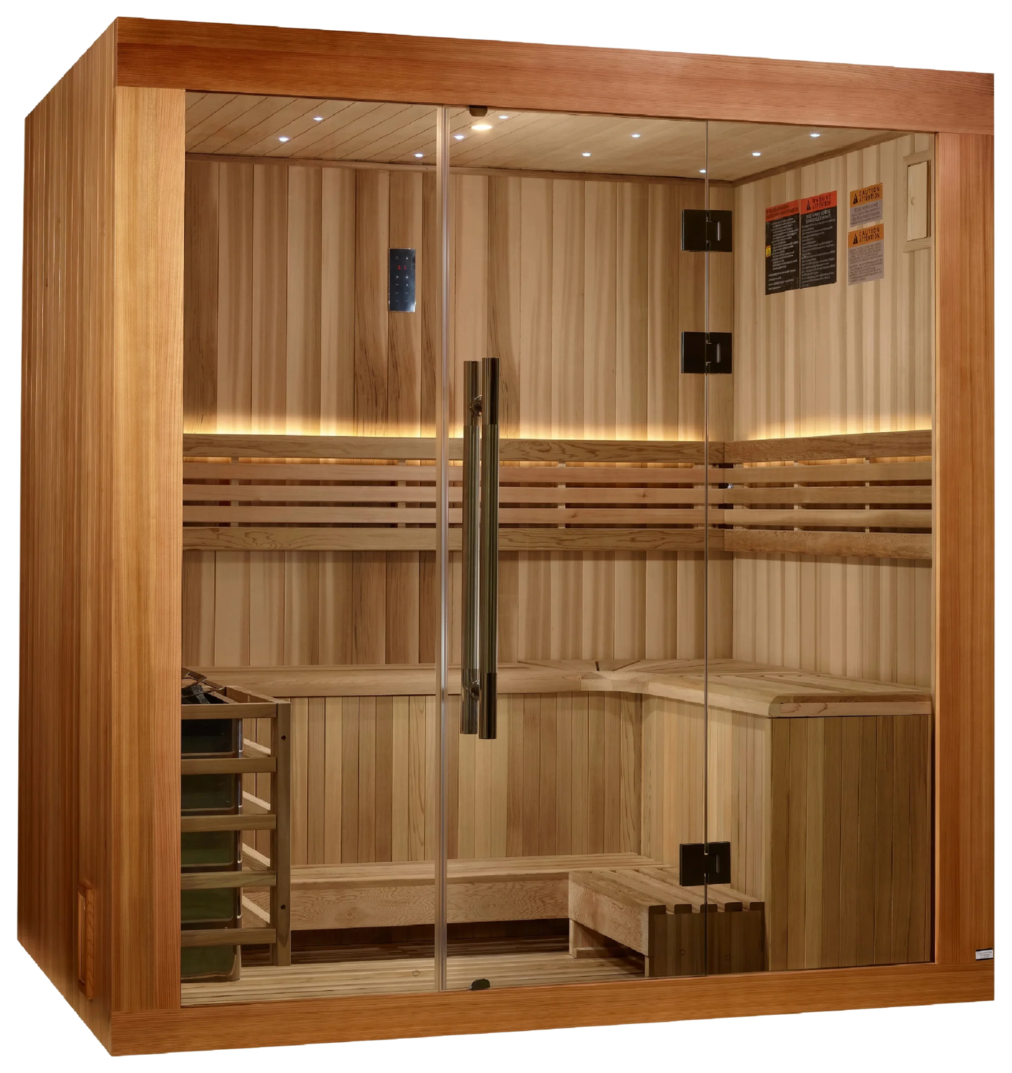 Golden Designs GDI-7389-02 Copenhagen Edition 3 Person Traditional Steam Sauna - Canadian Red Cedar Interior and Pacific Premium Clear Cedar Exterior (New)