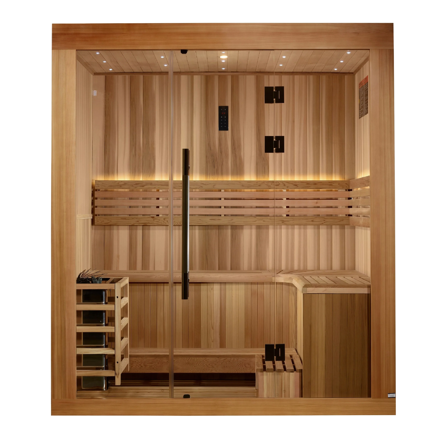 Golden Designs GDI-7389-02 Copenhagen Edition 3 Person Traditional Steam Sauna - Canadian Red Cedar Interior and Pacific Premium Clear Cedar Exterior (New)