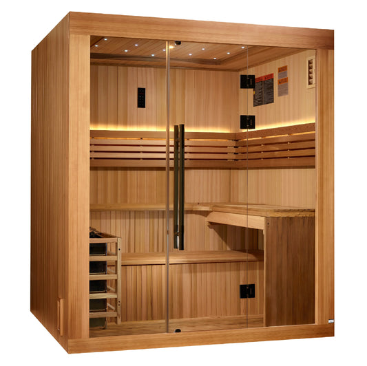 GoldenDesigns GDI-7689-02 Osla Edition 6 Person Traditional Sauna - Canadian Red Cedar Interior and Pacific Premium Clear Cedar Exterior (New)