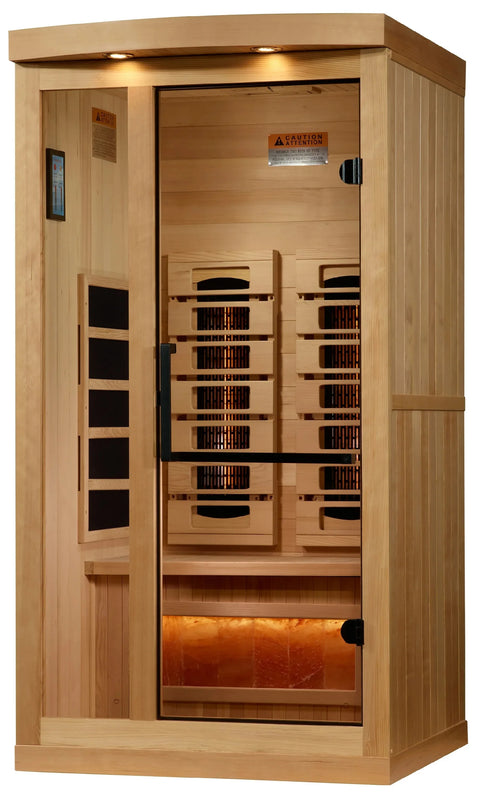 Golden Designs GDI-8010-03 Full Spectrum PureTech Near Zero EMF FAR Infrared Sauna with Himalayan Salt Bar (New)