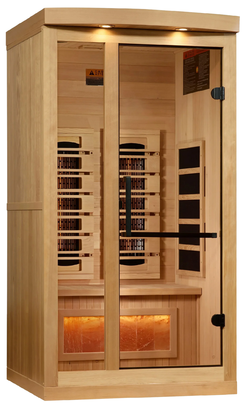 Golden Designs GDI-8010-03 Full Spectrum PureTech Near Zero EMF FAR Infrared Sauna with Himalayan Salt Bar (New)