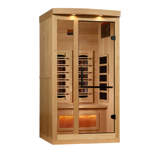 Golden Designs GDI-8010-03 Full Spectrum PureTech Near Zero EMF FAR Infrared Sauna with Himalayan Salt Bar (New)
