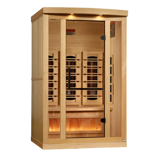 GoldenDesigns GDI-8020-03 2-Person Full Spectrum PureTech Near Zero EMF FAR Infrared Sauna with Himalayan Salt Bar (New)
