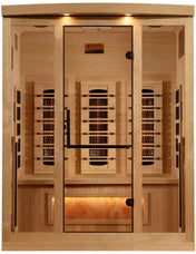 GDI-8030-03 3-Person Full Spectrum PureTech Near Zero EMF FAR Infrared Sauna with Himalayan Salt Bar GoldenDesigns - Front View