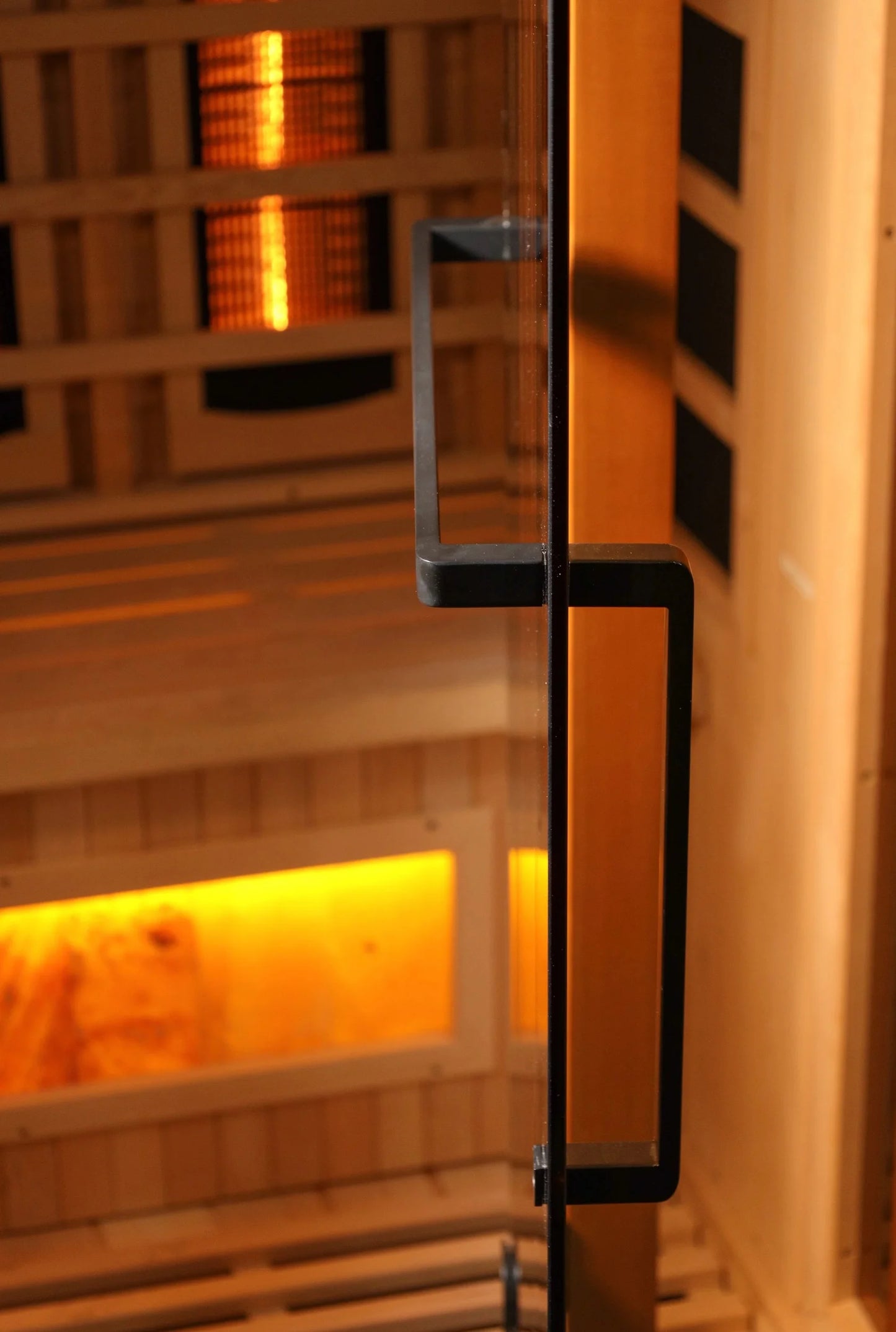 GDI-8030-03 3-Person Full Spectrum PureTech Near Zero EMF FAR Infrared Sauna with Himalayan Salt Bar GoldenDesigns - Front View