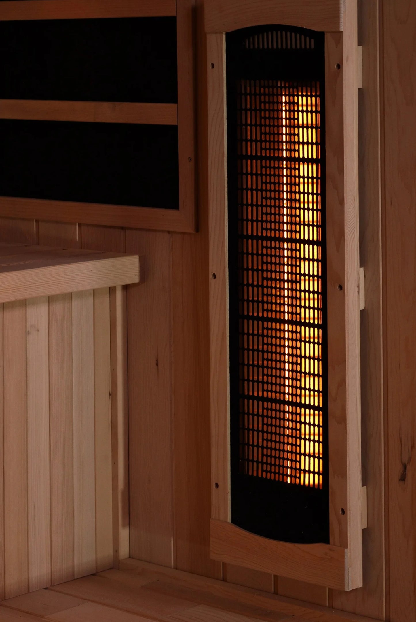 GDI-8030-03 3-Person Full Spectrum PureTech Near Zero EMF FAR Infrared Sauna with Himalayan Salt Bar GoldenDesigns - Front View