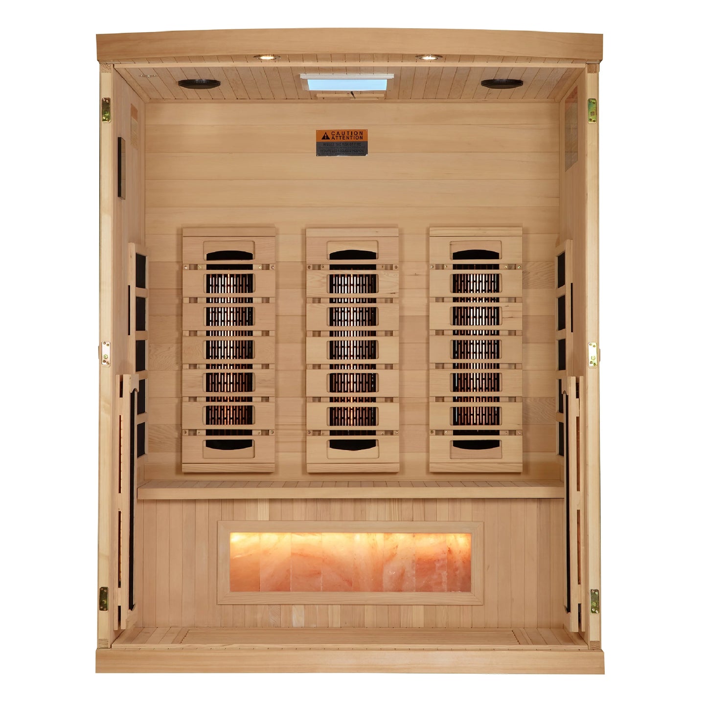 GoldenDesigns GDI-8030-03 3-Person Full Spectrum PureTech Near Zero EMF FAR Infrared Sauna with Himalayan Salt Bar (New)