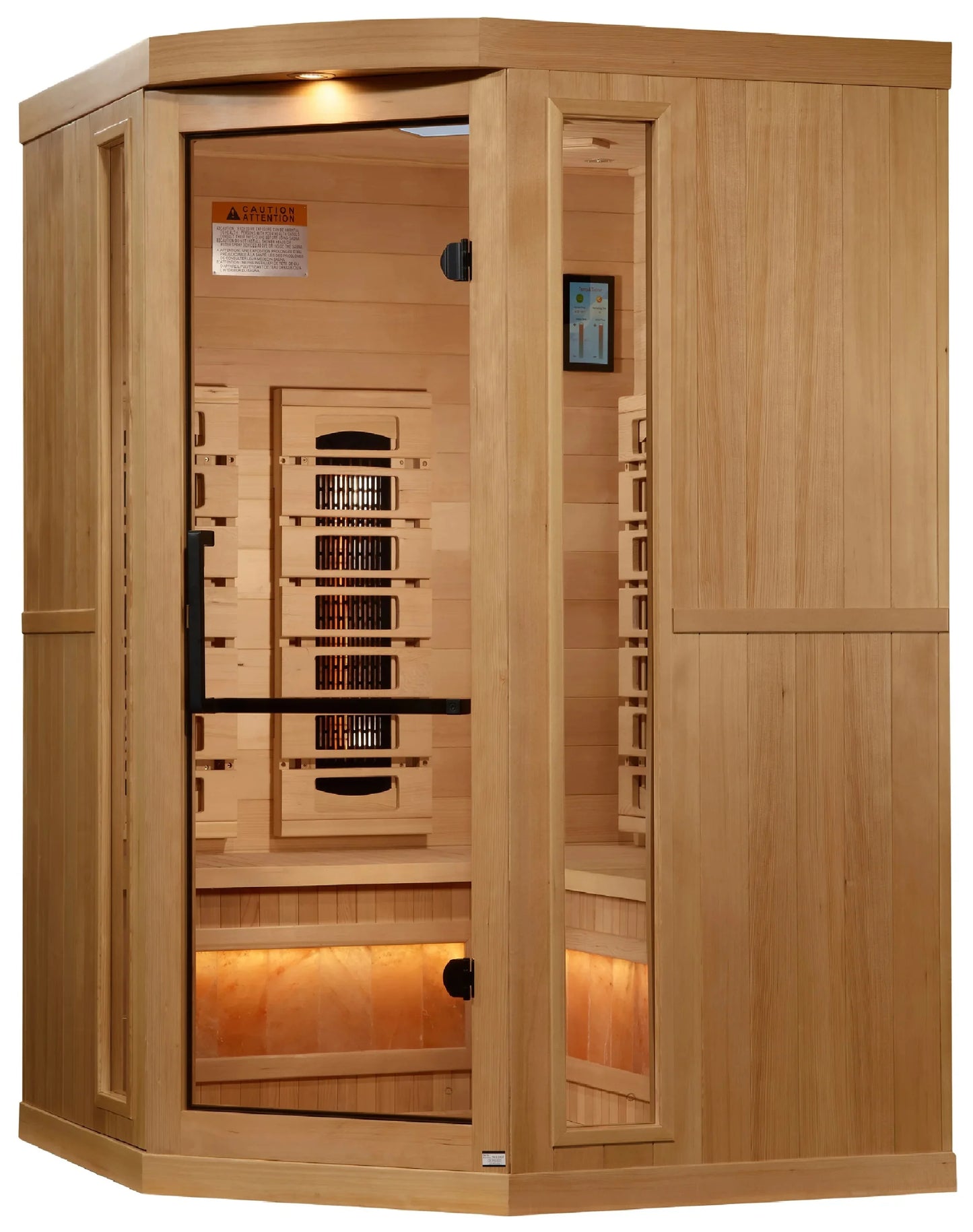 Golden Designs GDI-8035-03 3-Person Corner Full Spectrum PureTech Near Zero EMF FAR Infrared Sauna with Himalayan Salt Bar (New)